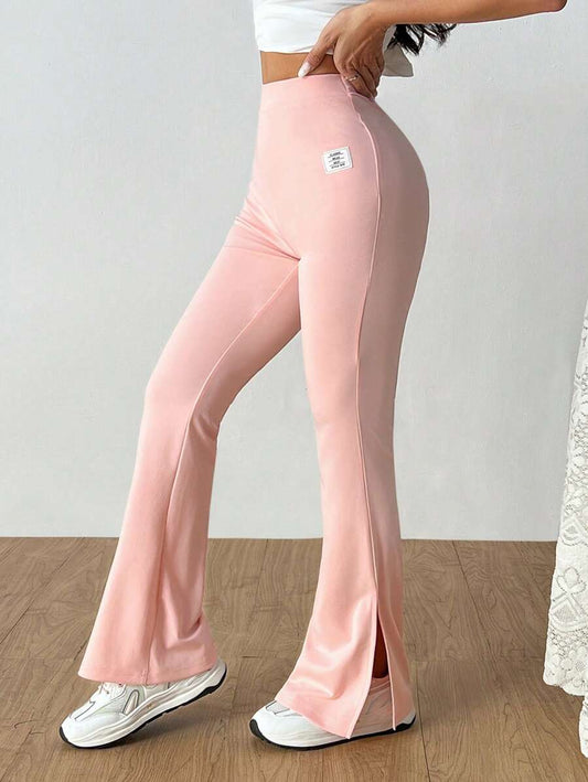 سراويل مفصلة وردية مصنوعة من صوف للنساء