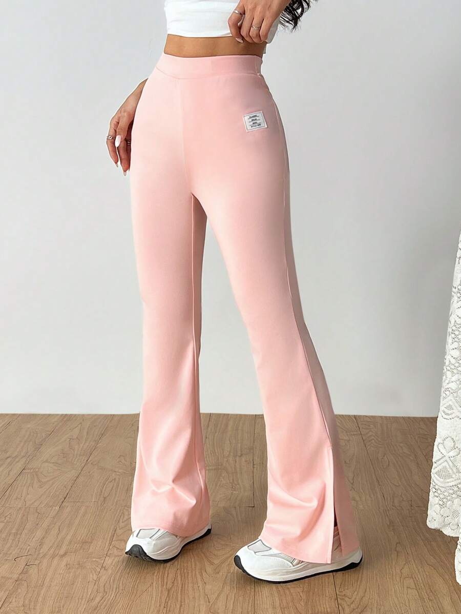 سراويل مفصلة وردية مصنوعة من صوف للنساء