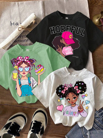 سترة قطنية كاجوال محبوكة برسومات كرتونية للبنات التوين، متعددة الأحزمة مناسبة للصيف