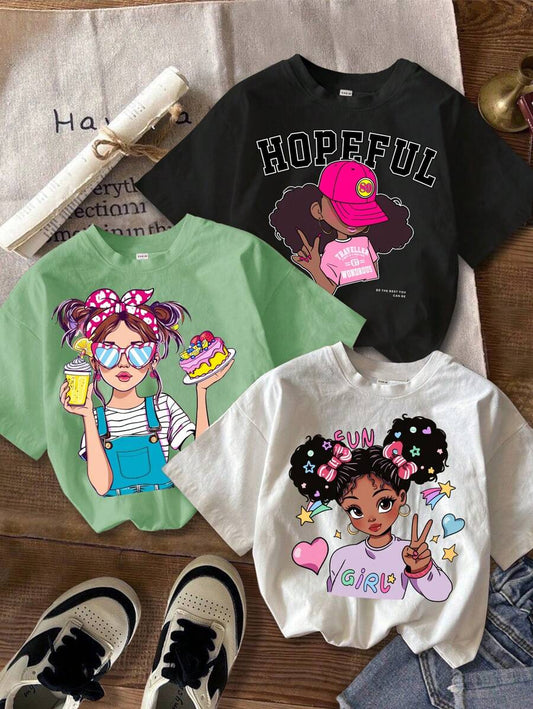 سترة قطنية كاجوال محبوكة برسومات كرتونية للبنات التوين، متعددة الأحزمة مناسبة للصيف