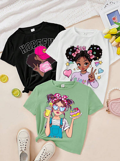 سترة قطنية كاجوال محبوكة برسومات كرتونية للبنات التوين، متعددة الأحزمة مناسبة للصيف