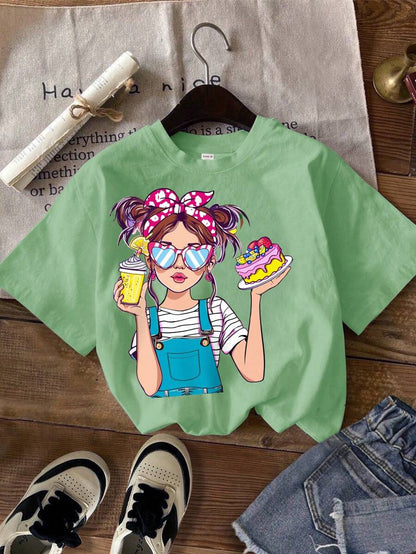 سترة قطنية كاجوال محبوكة برسومات كرتونية للبنات التوين، متعددة الأحزمة مناسبة للصيف