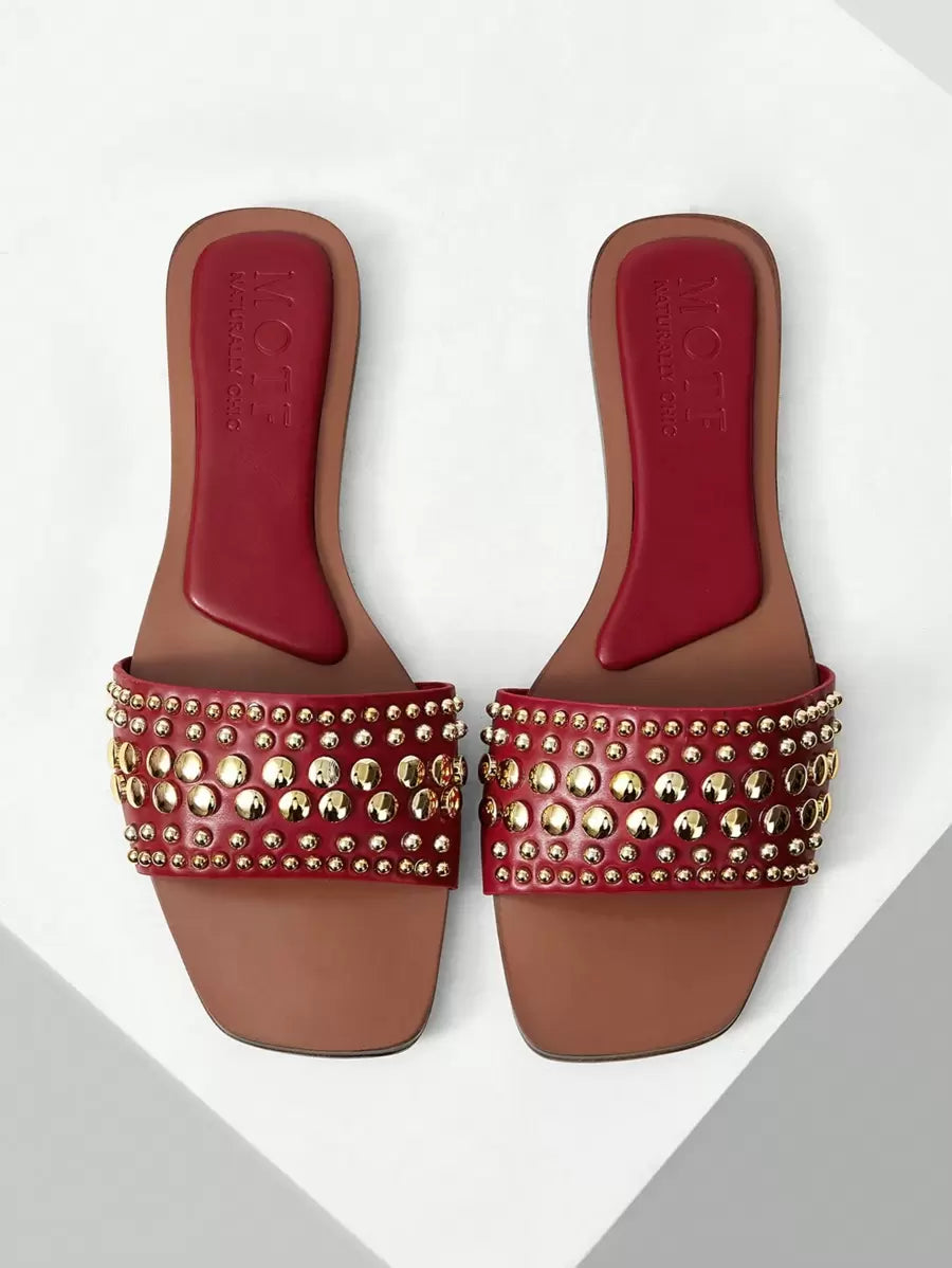 صنادل شقة مفتوحة الأصبع ذات لون متباين للنساء