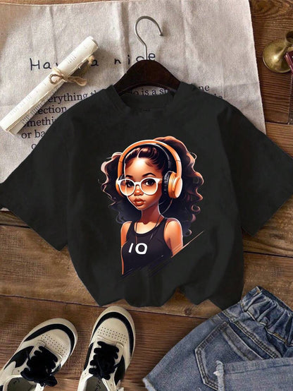 مجموعة 3 قطع من تيشيرتات البنات الكرتونية القصيرة الأكمام