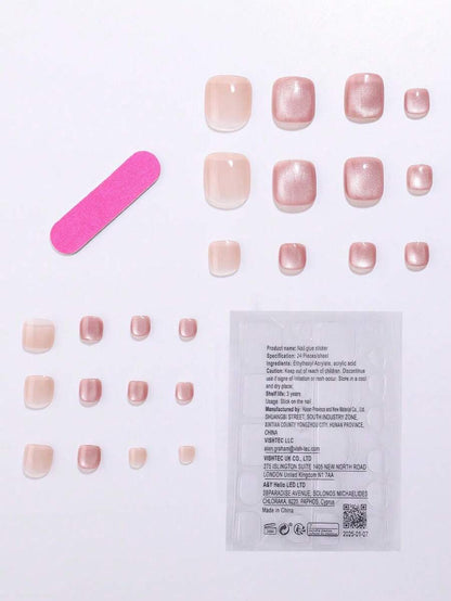 أظافر لاصقة 24 قطعة مربعة قصيرة