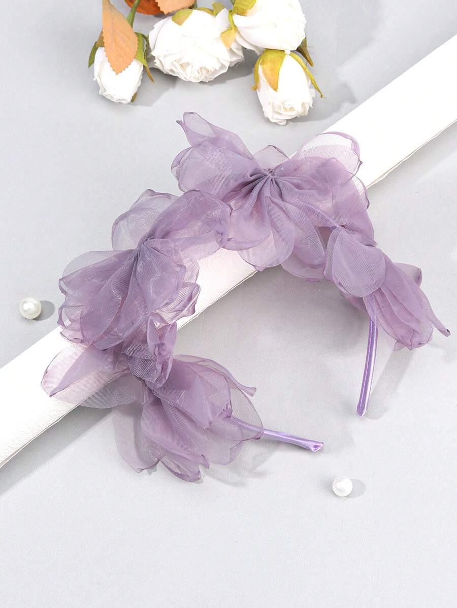 قطعة واحدة شريط الرأس الأنيق بزهرة للبنات