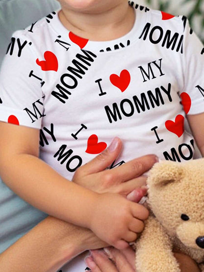 مجموعة بنطال ولباس علوي قصير الأكمام مرن راحة محبوك بنقشة