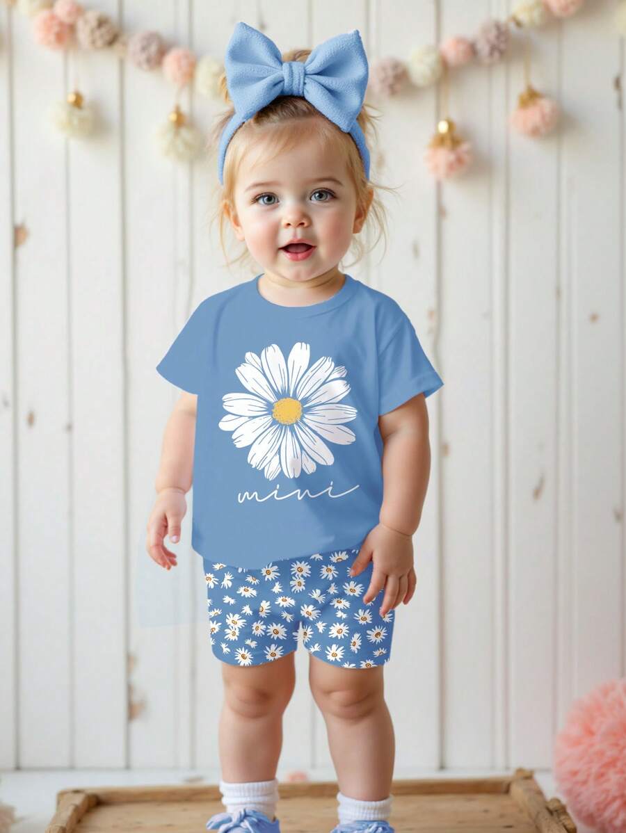 طقم بنات رضع تي شيرت كاجوال وشورت