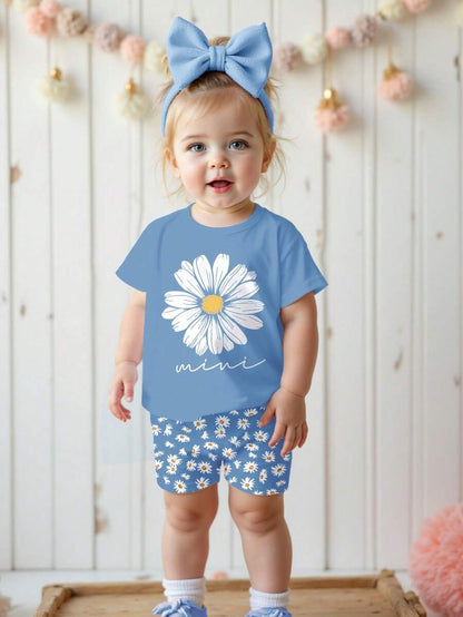 طقم بنات رضع تي شيرت كاجوال وشورت