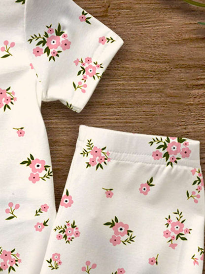 طقم ملابس علوية مفصل الرقبة قصير الأكمام وبنطلون