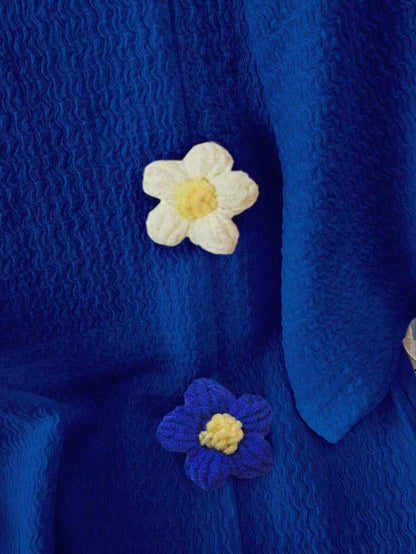 تيشيرت مطرز بزهور ثلاثية الأبعاد بأكمام قصيرة وياقة دائرية أنيق