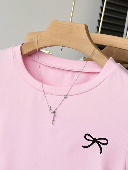 بلوزة قصيرة الأكمام كاجوال