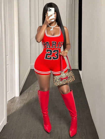يونيفورم ضيق للنساء مطبوع عليه باريس والرقم 23