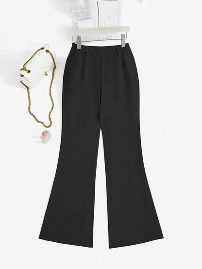 سراويل نسائية ذات جيوب من التصميم الجرسوني ذات لون سادة