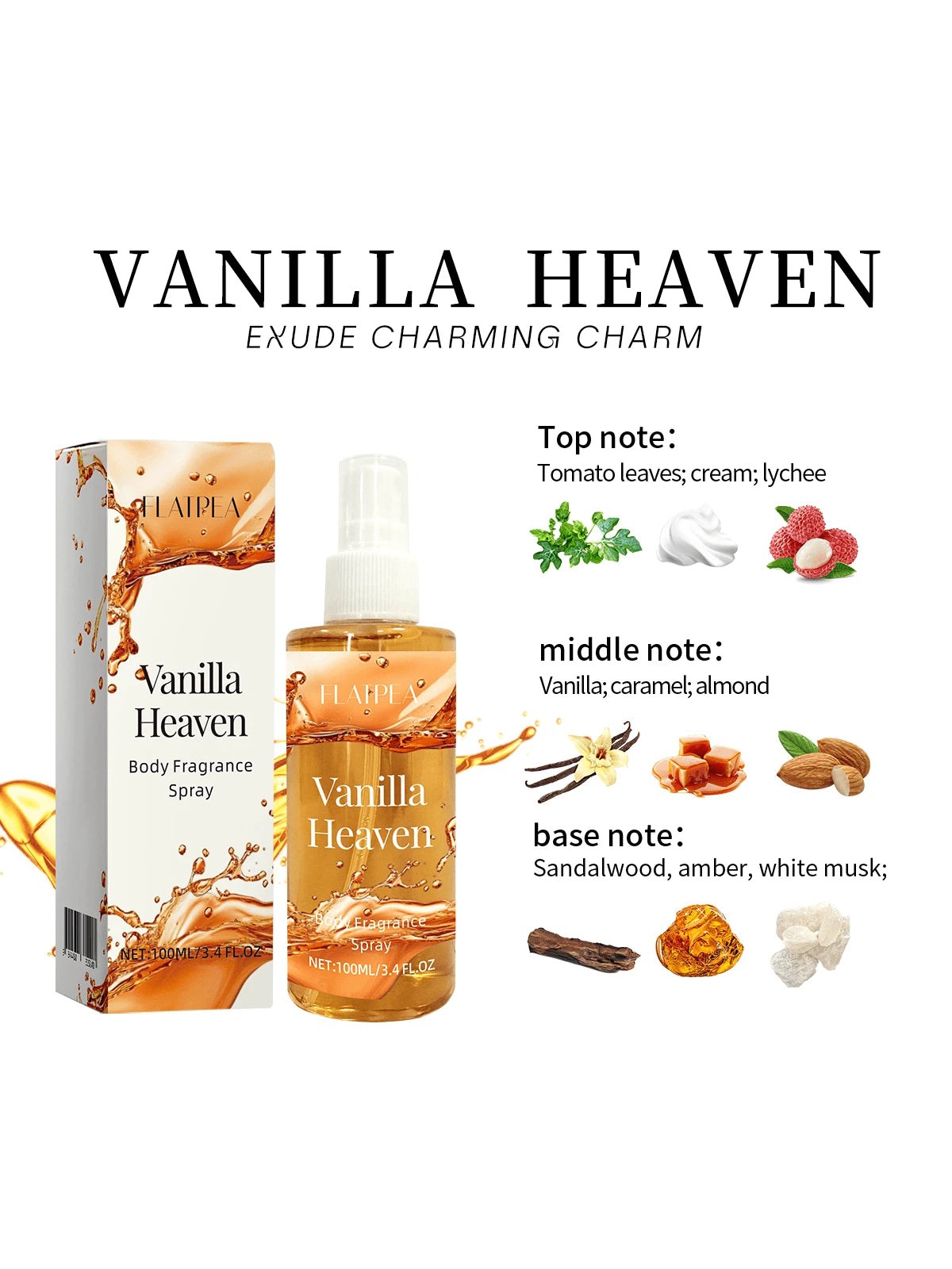 زجاجة رذاذ عطري بعطر الفانيليا مقاس 100مل