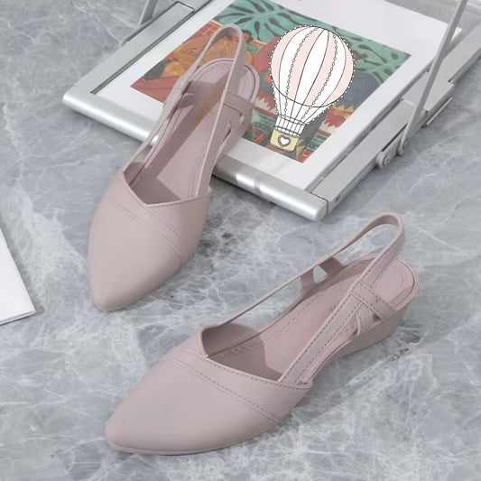 حذاء نسائي بكعب خشن وأصابع مدببة، سحاب خلفي