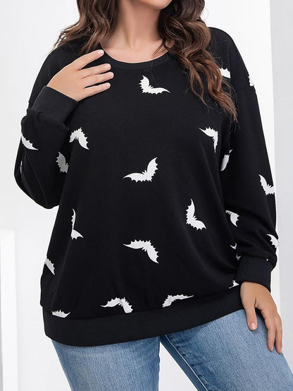 بلوزة بأكمام طويلة بطبعة خفاش