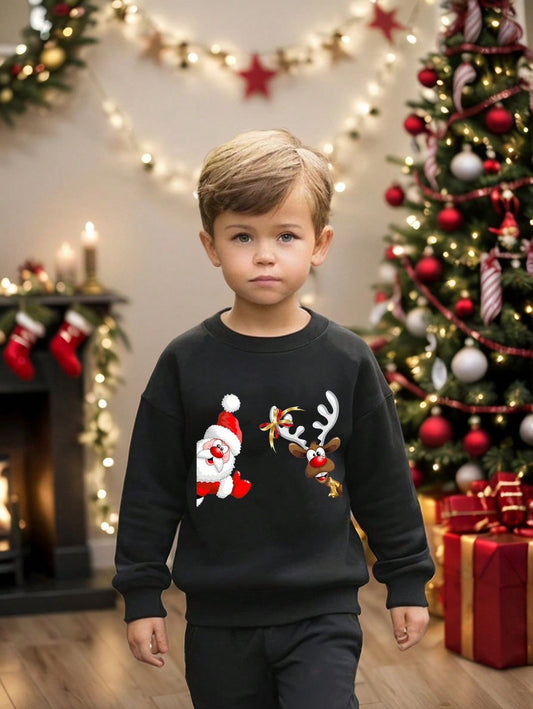 قطعة واحدة من ملابس الجري الرياضية الكاجوال للأولاد الصغار، مناسبة للخريف/الشتاء، لعيد الميلاد