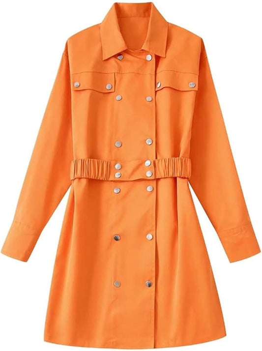 جاكيت نسائي كاجوال فضفاض بجيوب وألوان مختلطة بأكتاف منخفضة