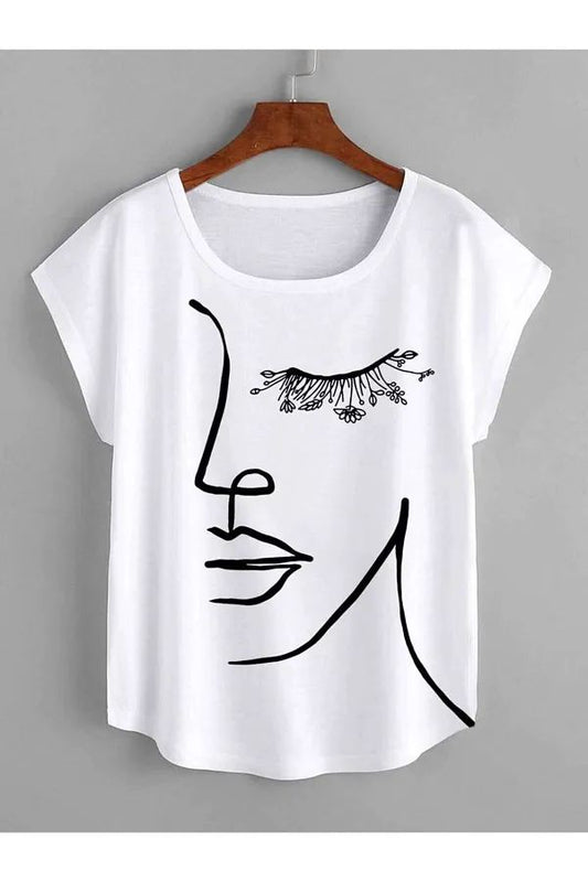 تي شيرت كاجوال أكمام قصيرة، تيشرتات مطبوعة جرافيكية للنساء