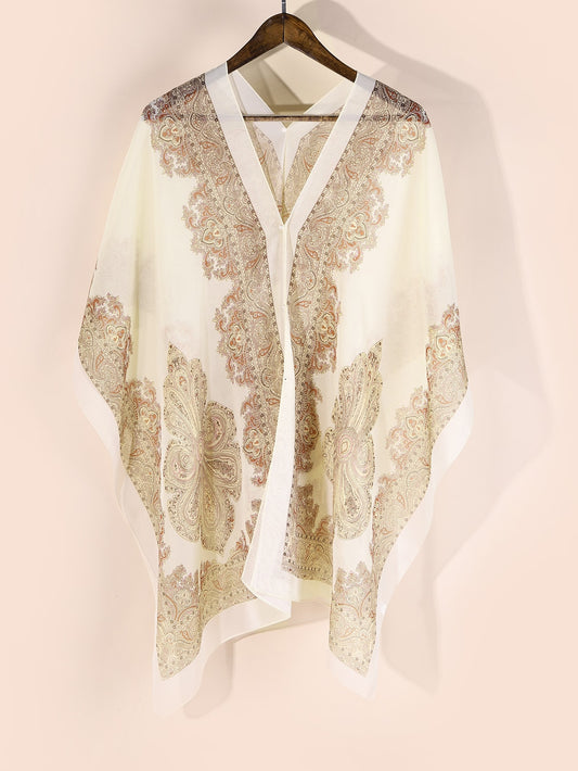 شال  مزخرف باللؤلؤ الصناعي