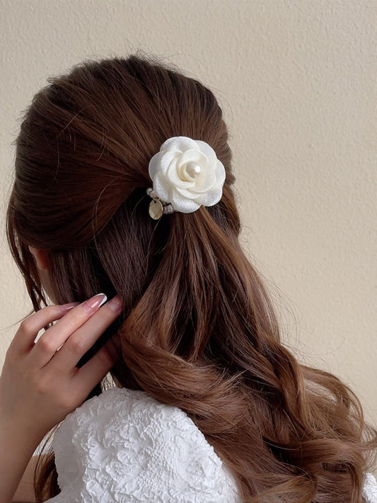 ربطة شعر زهرة مع مزخرف بلؤلؤ اصطناعي