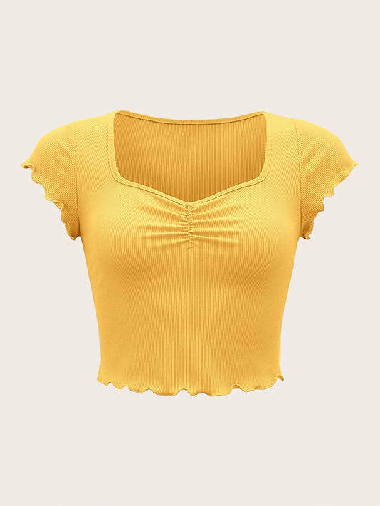 تي شيرت ثنية ياقة سويت هارت مقلم نمط نبات الخس