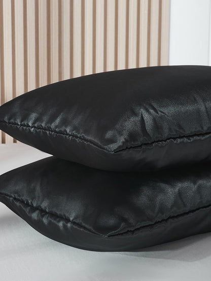 غطاء وسادة ساتان موحد اللون ناعم قطع