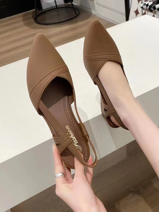 حذاء إسفين غير منزلق باصابع قدم مدبب مفتوح الوراء كعب منحدر أنيق pvc بلاستيك امرأة