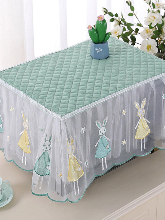 غطاء غبار تصميم رسوم كارتون نمط الأرنب دانتيل زخرفة الميكروويف قطعة واحدة