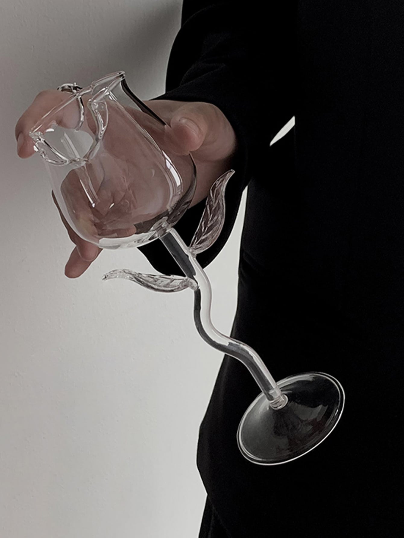 فنجان عالي زجاج مع وردة شكل , إبداع و بخير تصميم قطعة واحدة