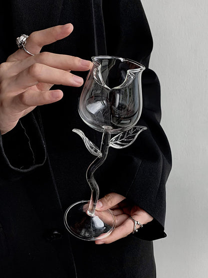 فنجان عالي زجاج مع وردة شكل , إبداع و بخير تصميم قطعة واحدة