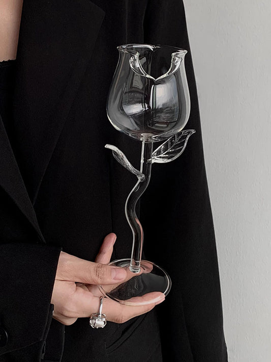 فنجان عالي زجاج مع وردة شكل , إبداع و بخير تصميم قطعة واحدة