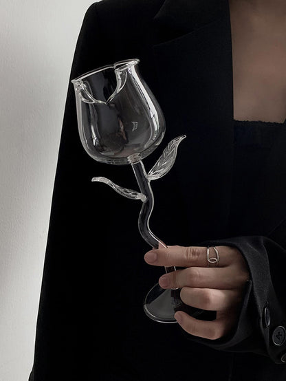فنجان عالي زجاج مع وردة شكل , إبداع و بخير تصميم قطعة واحدة