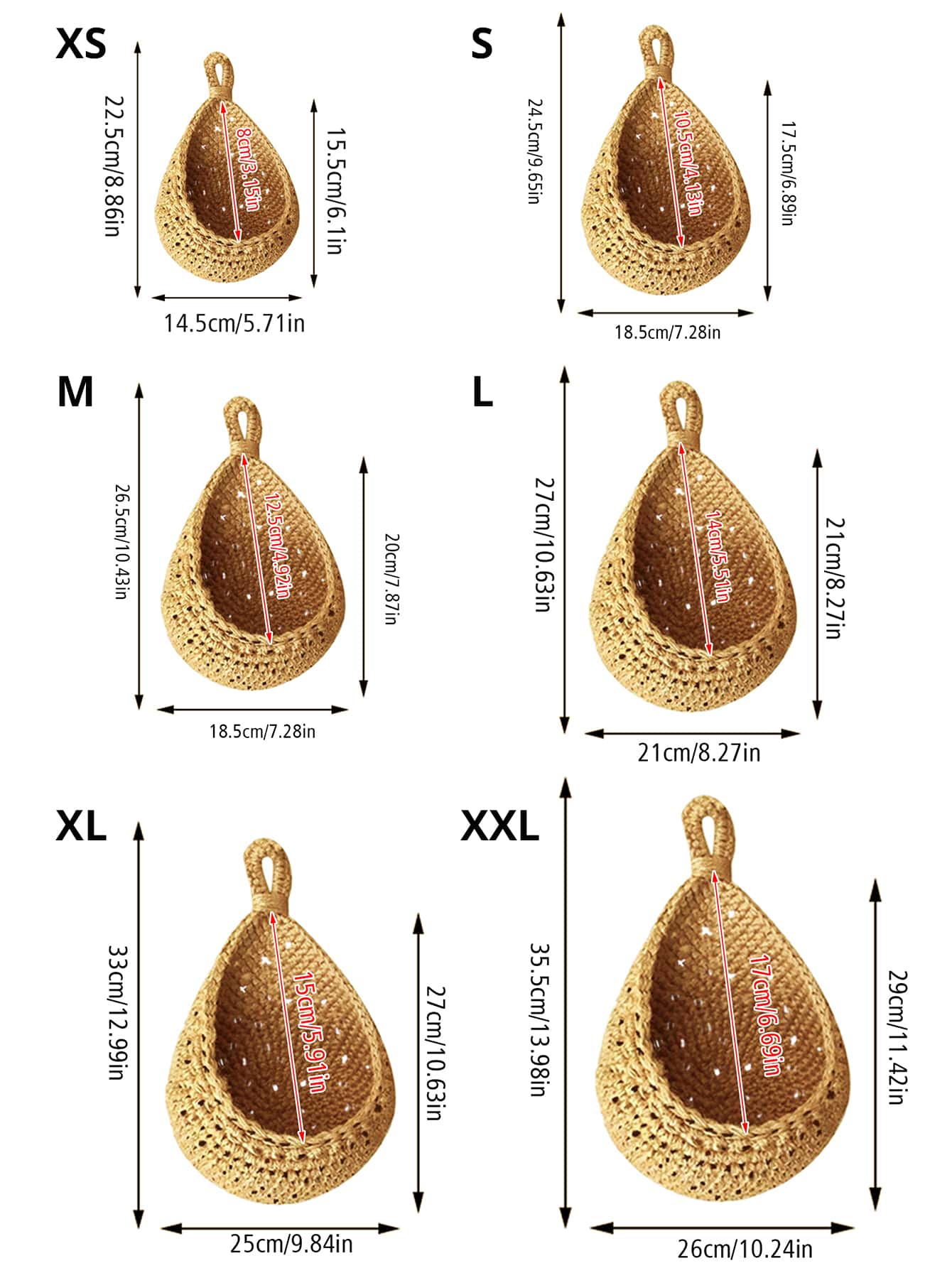 سلة معلقة جدران مضفرة على الطراز البوهيمي، سلة يدوية مضفرة للخضروات والفواكه في المطبخ لديكور بوهو في شكل دمعة للتخزين وزراعة النباتات وتنظيم الحاويات