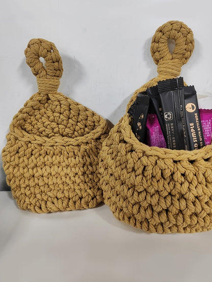 سلة معلقة جدران مضفرة على الطراز البوهيمي، سلة يدوية مضفرة للخضروات والفواكه في المطبخ لديكور بوهو في شكل دمعة للتخزين وزراعة النباتات وتنظيم الحاويات