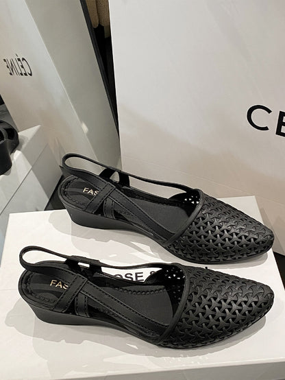 صنادل للنساء اصبع مدبب هلام مع منسوج تصميم و قص مجوف التفاصيل للصيف , شاطئ بحر , و السفر , المواد البلاستيكية