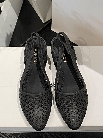 صنادل للنساء اصبع مدبب هلام مع منسوج تصميم و قص مجوف التفاصيل للصيف , شاطئ بحر , و السفر , المواد البلاستيكية