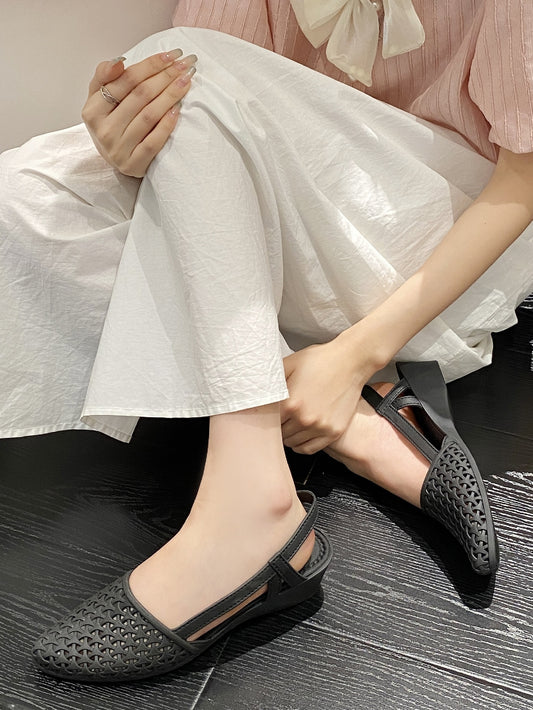 صنادل للنساء اصبع مدبب هلام مع منسوج تصميم و قص مجوف التفاصيل للصيف , شاطئ بحر , و السفر , المواد البلاستيكية