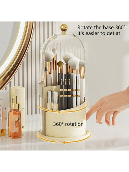 Makeup Brush Holder Organizer with Lid ,360° Rotating Makeup Brush Organizer,5 Slot Make up Brushes Cup for Cosmetics, Nail Polish, Art Supply, Bathroom Vanity Desktop Organizer