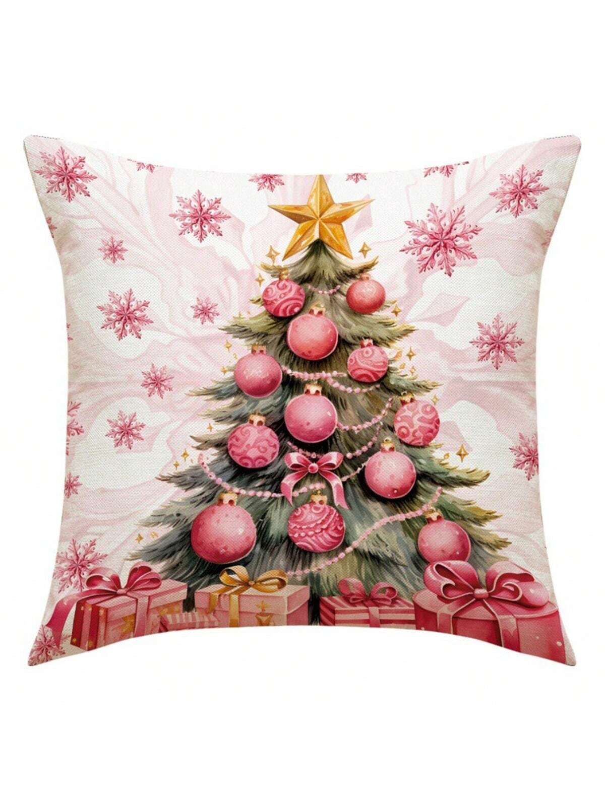 مجموعة من 4 أغطية وسائد من البوليستر تحت عنوان عيد الميلاد (سانتا كلوز، الرنة، مزلقة، شجرة عيد الميلاد، رجل الثلج)، حشوات الوسادة غير متضمنة