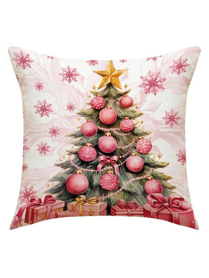 مجموعة من 4 أغطية وسائد من البوليستر تحت عنوان عيد الميلاد (سانتا كلوز، الرنة، مزلقة، شجرة عيد الميلاد، رجل الثلج)، حشوات الوسادة غير متضمنة