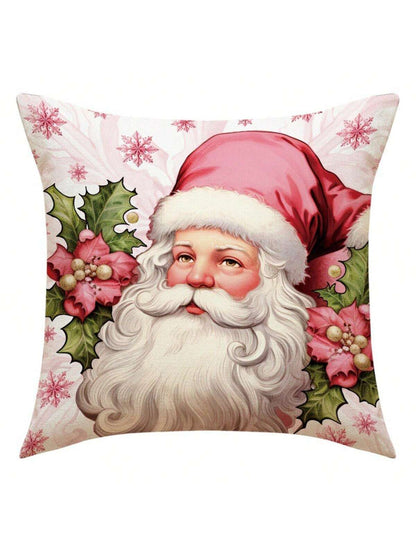 مجموعة من 4 أغطية وسائد من البوليستر تحت عنوان عيد الميلاد (سانتا كلوز، الرنة، مزلقة، شجرة عيد الميلاد، رجل الثلج)، حشوات الوسادة غير متضمنة