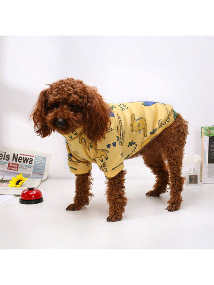 هوديي الحيوانات الأليفة الكرتونية الصوفية المطبوعة العصرية، ملابس دافئة للكلاب الصغيرة مثل تيدي وبودل