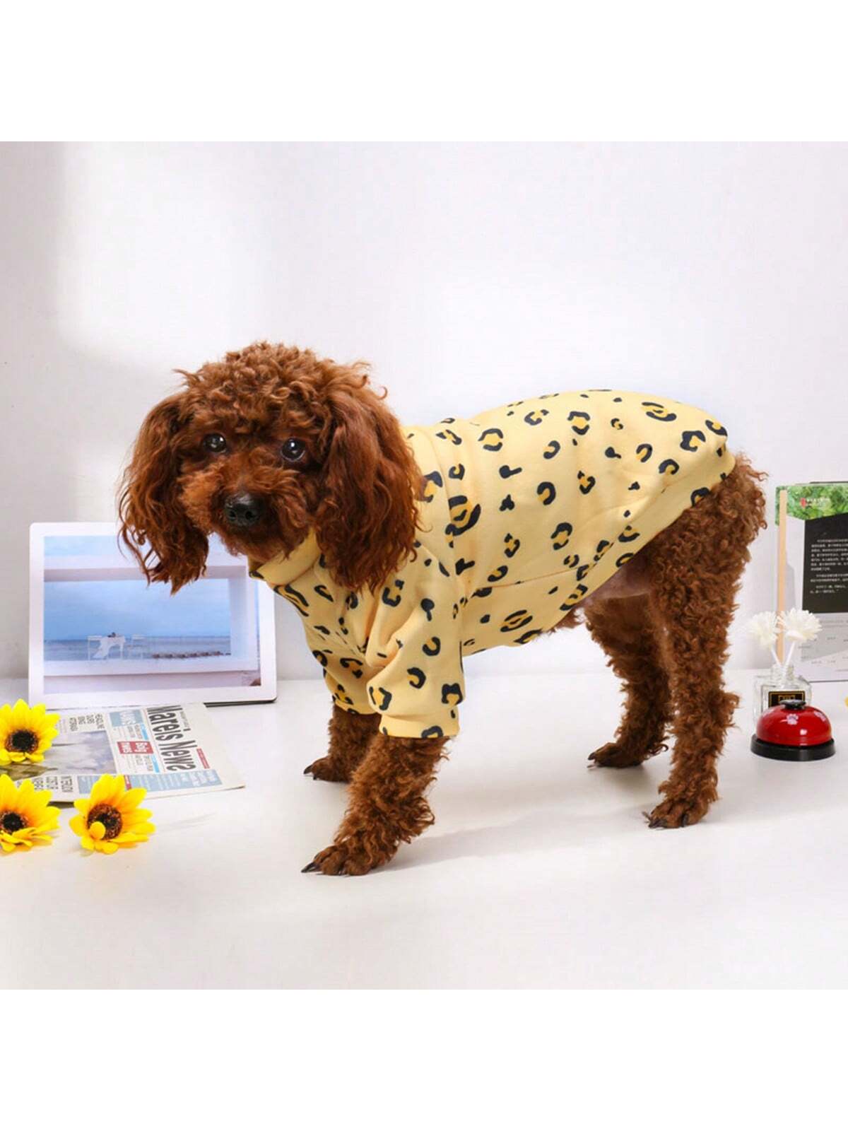 هوديي الحيوانات الأليفة الكرتونية الصوفية المطبوعة العصرية، ملابس دافئة للكلاب الصغيرة مثل تيدي وبودل