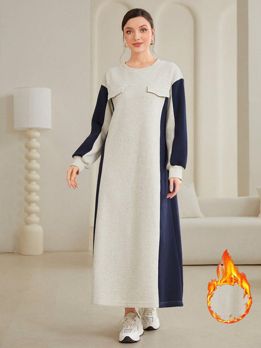 فستان سويت شيرت بلوك الوان نسائي