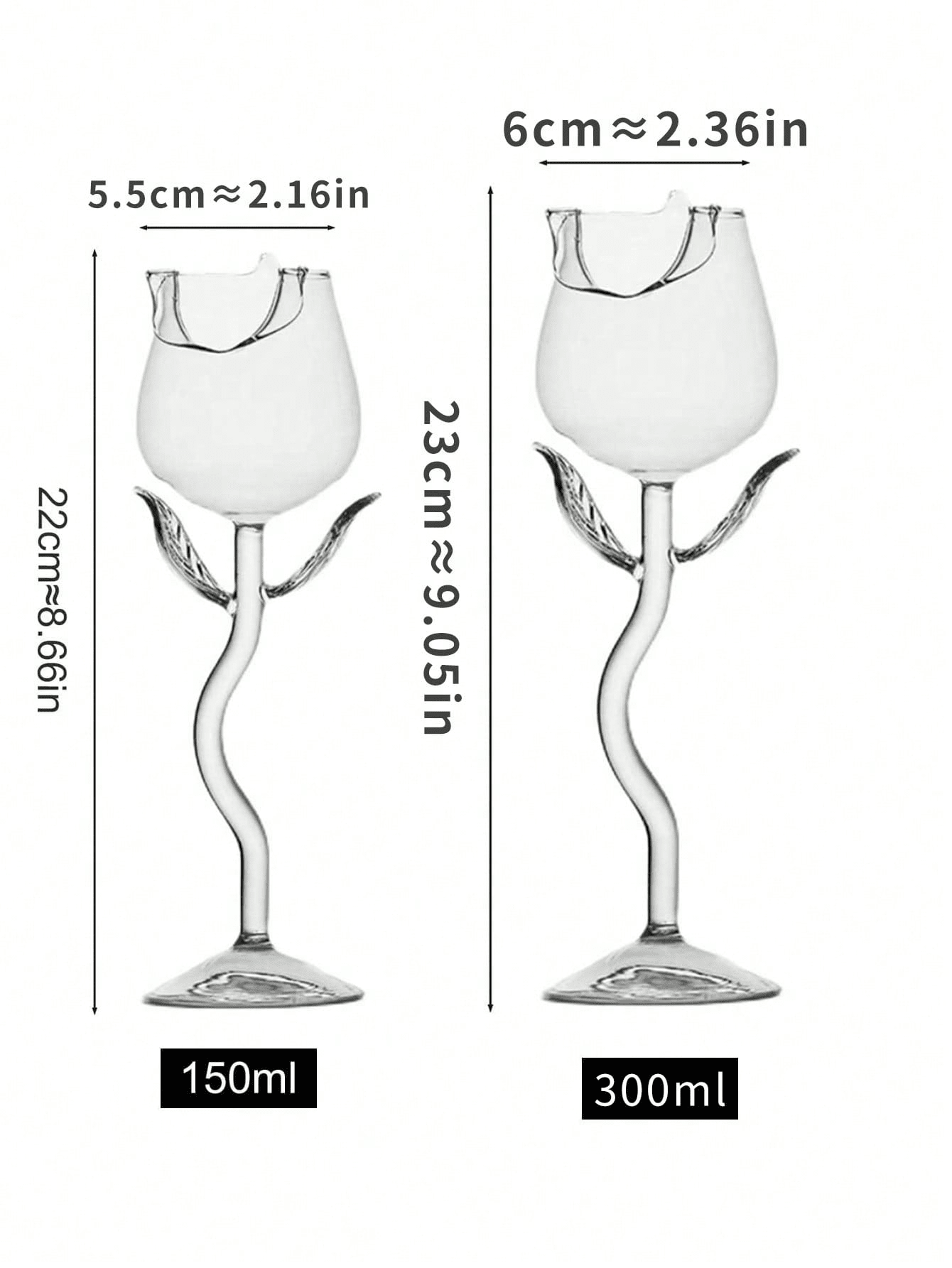 فنجان عالي زجاج مع وردة شكل , إبداع و بخير تصميم قطعة واحدة