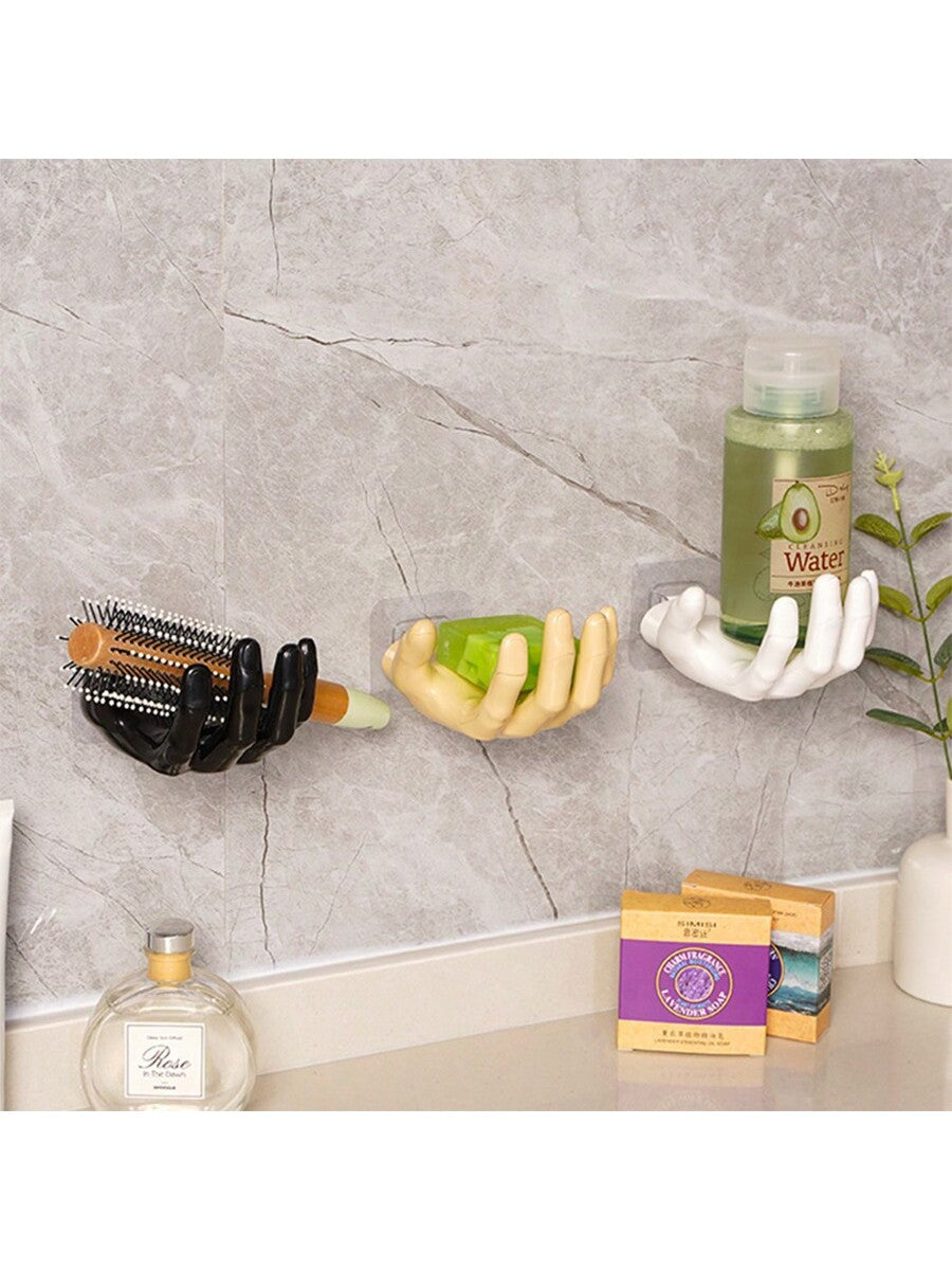 صندوق صابون بنمط يد جديد مزود بخطاف قوي غير مثقوب وغير مصفر لتخزينه بحائط المنزل ومناسب للمفاتيح والسماعات ورف التخزين