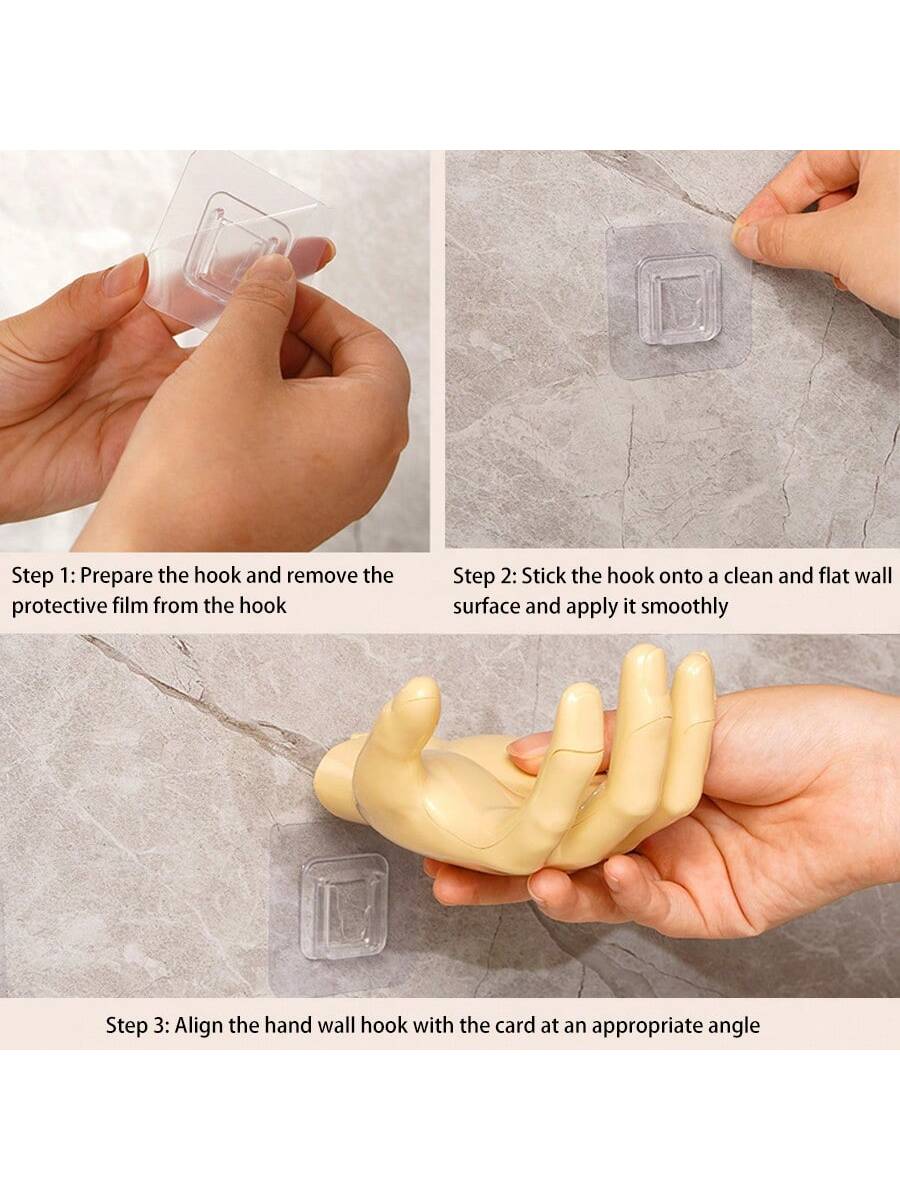 صندوق صابون بنمط يد جديد مزود بخطاف قوي غير مثقوب وغير مصفر لتخزينه بحائط المنزل ومناسب للمفاتيح والسماعات ورف التخزين