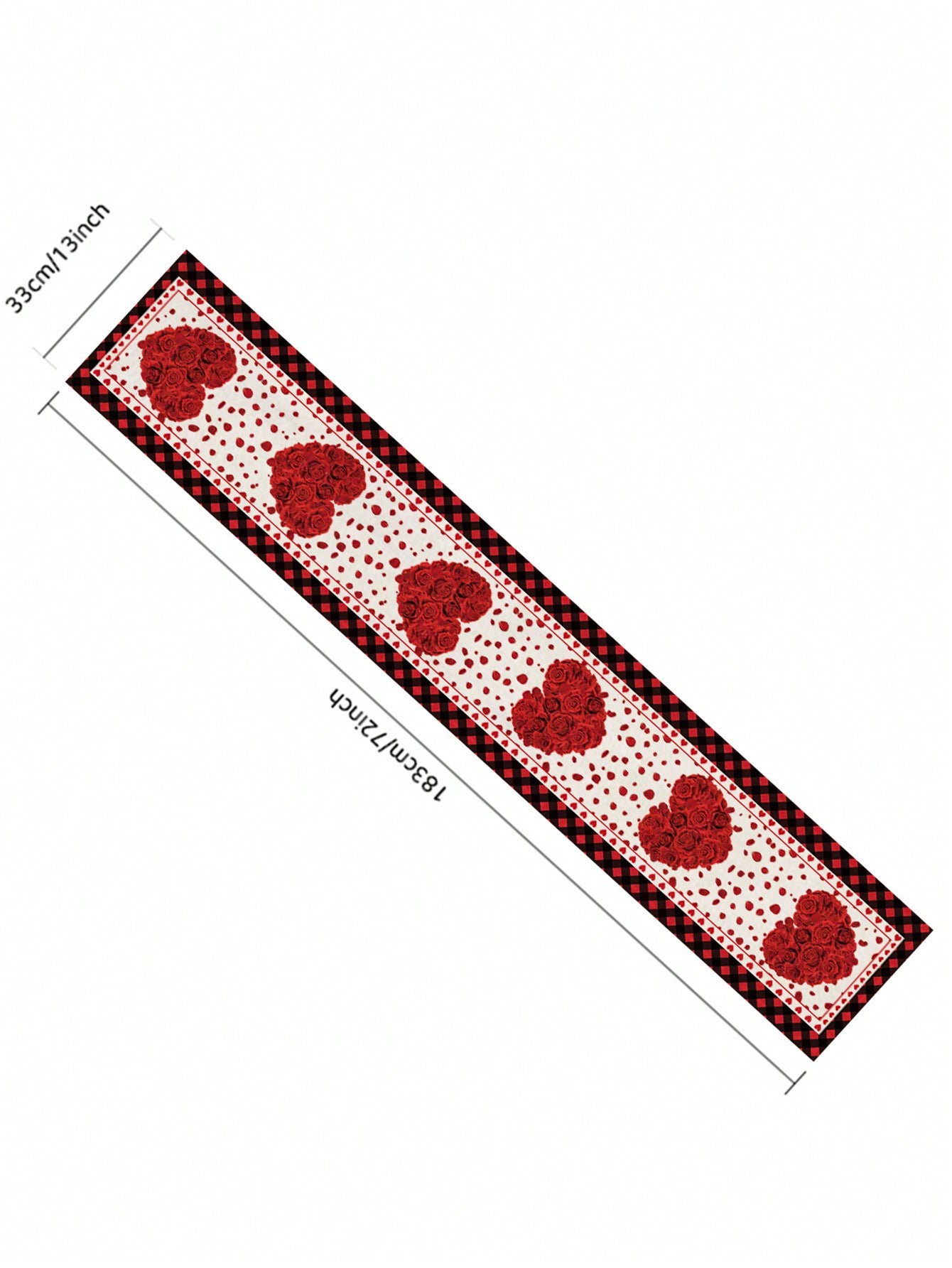 جريدة طاولة شاكوش رومانسية لعيد الحب مع نمط التحقق من القلب الأسود الأحمر ،مناسبة لوجبات القرية والمطاعم والحفلات وحفلات الزفاف وطاولات التجهيز بمقاس 13x72 بوصة